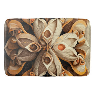 Citrus Beige Brown Ornamental Plaid Decor Pattern Bath Mat