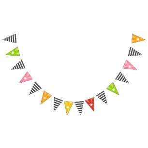 Citrus Black + White Stripe Twotti Fruity Birthday Bunting