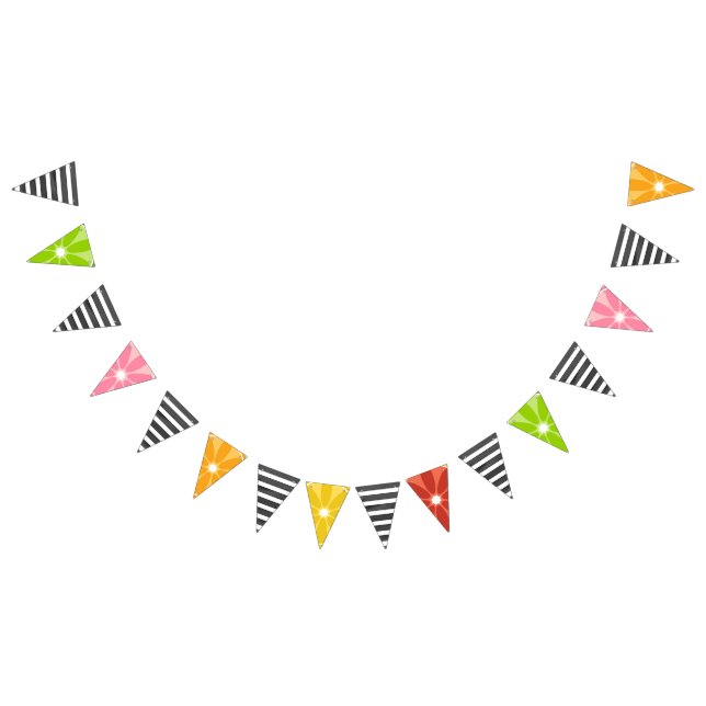 Citrus Black + White Stripe Twotti Fruity Birthday Bunting (All)