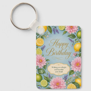 Citrus Bloom Birthday Celebration Key Ring