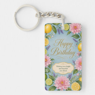 Citrus Bloom Birthday Celebration Key Ring