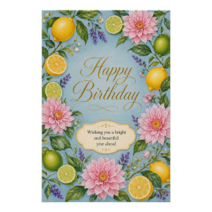 Citrus Bloom Birthday Celebration Poster