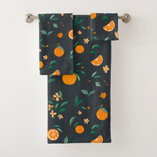 Citrus Bloom Oranges & Foliage Botanical Bath Towel Set