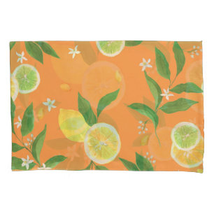 Citrus Bloom Watercolor Fabric Pillowcase