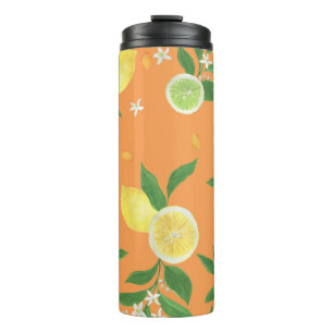 Citrus Bloom Watercolor Fabric Thermal Tumbler