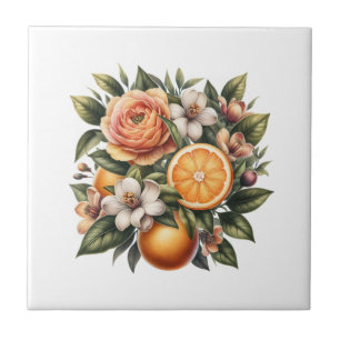 Citrus Blossom Delight Ceramic Tile
