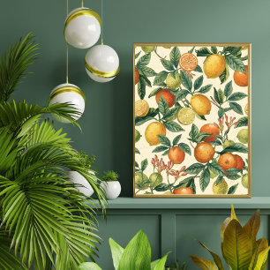Citrus Blossom Garden Seamless Pattern Poster