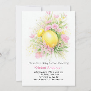 Citrus Blossom Meadow Girl Baby Shower Invitation
