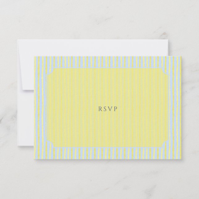 Citrus Blue Pastel Watercolor Wedding RSVP Card (Front)