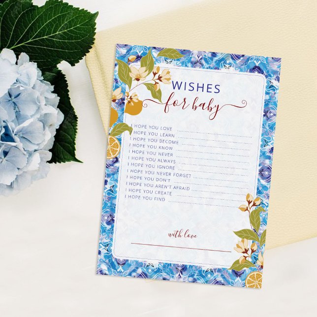 Citrus Blue Yellow Lemon Amalfi Coast Baby Shower Invitation (Creator Uploaded)