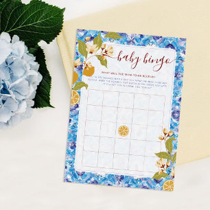 Citrus Blue Yellow Lemon Amalfi Coast Baby Shower Invitation