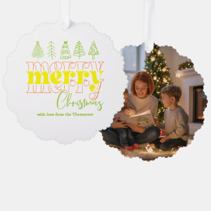 Citrus Blush Scribbles Merry Christmas Keepsake Tree Decoration Card