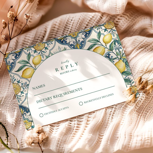 Citrus Botanical Summer Wedding RSVP Card (Creator Uploaded)