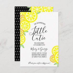 CITRUS boy or girl BABY SHOWER black lemon Invitation