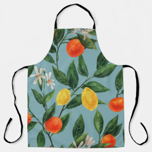 Citrus Branches: Watercolor Ornamental Pattern Apron
