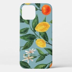 Citrus Branches: Watercolor Ornamental Pattern iPhone 12 Case