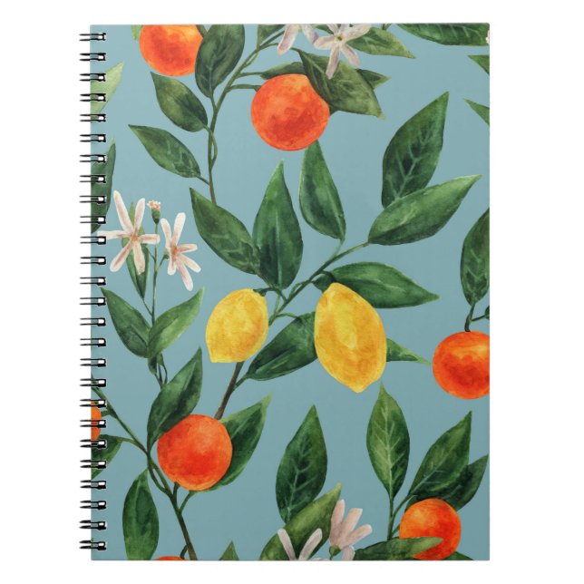 Citrus Branches: Watercolor Ornamental Pattern Notebook (Front)
