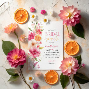 Citrus Bridal Brunch, Lemon Bright Floral Invitation