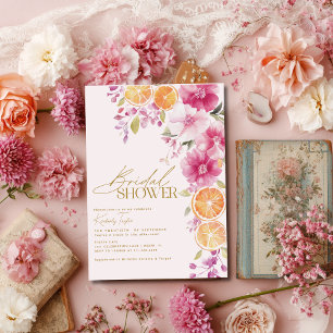 Citrus Bridal Shower Bright Floral Mediterranean Invitation