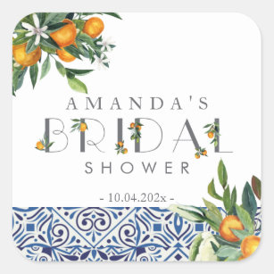 Citrus Bridal Shower Favour oranges tiles labels
