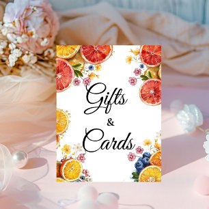 Citrus Bridal Shower Gifts & Cards Pedestal Sign