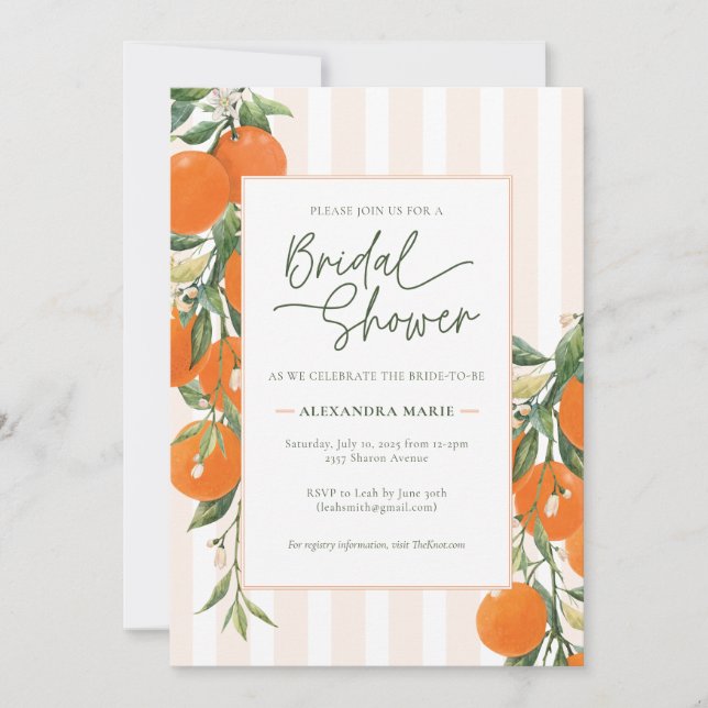 Citrus Bridal Shower Invitation (Front)