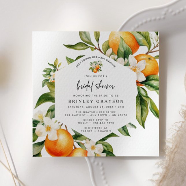 Citrus Bridal Shower Invitation Orange Mandarin (Creator Uploaded)