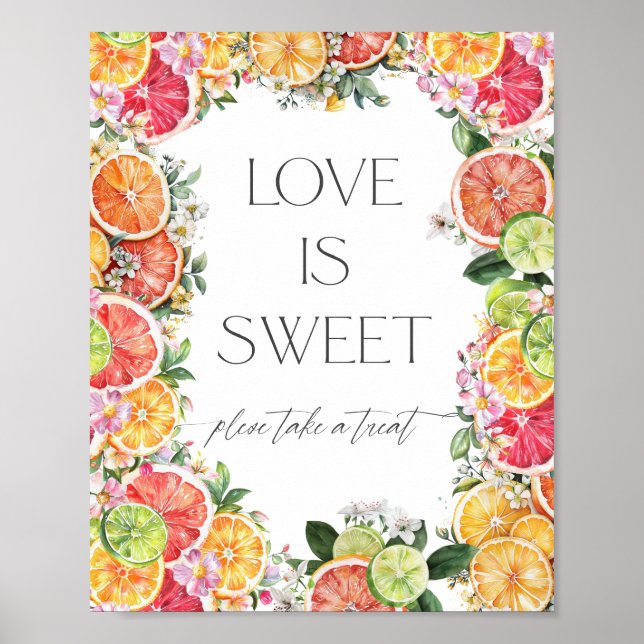 Citrus Bridal Shower Love Is Sweet Poster (Front)