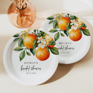 Citrus Bridal Shower Paper Plate Orange Clementine