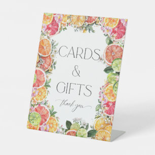 Citrus Bridal Shower Recipe Cards Pedestal Sign