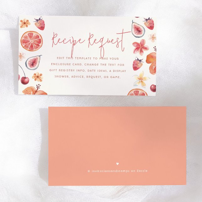 Citrus Bridal Shower Recipe Request Enclosure Card (Creator Uploaded)