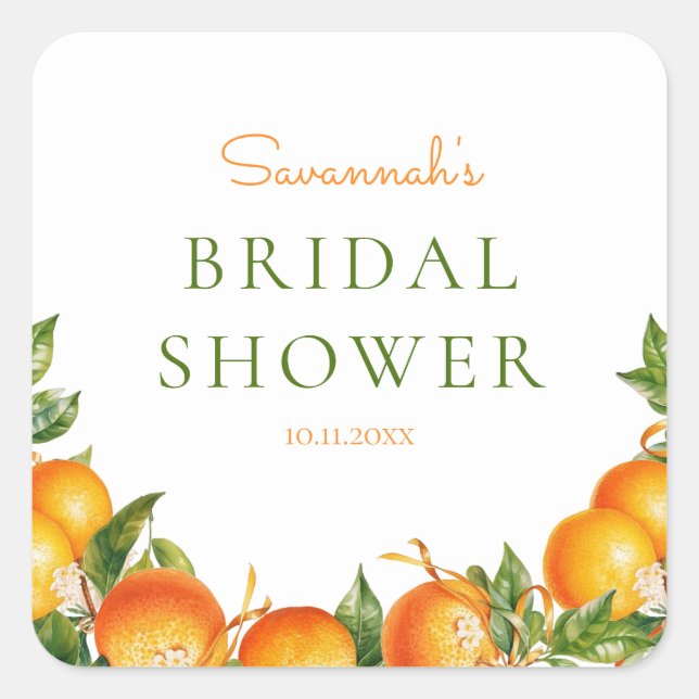 Citrus Bridal Shower Theme Candle Label (Front)