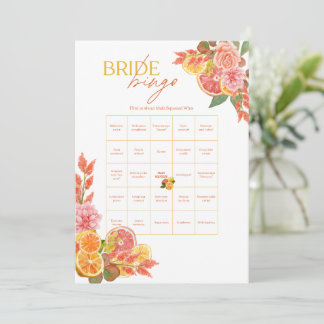 Citrus Bride Bingo Bridal Shower Game Invitation