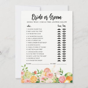 Citrus Bride or Groom game fully editable card