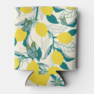 Citrus, butterfly, tropical summer pattern. can cooler