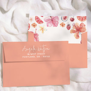 Citrus Calligraphy Bridal Shower Return Address Envelope
