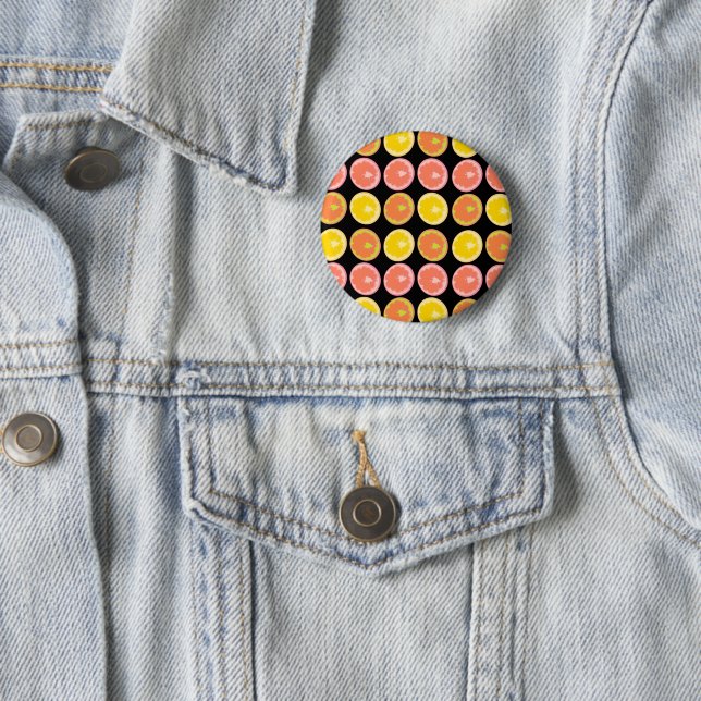 Citrus Candy Lemon Fruit Pattern     6 Cm Round Badge (In Situ)