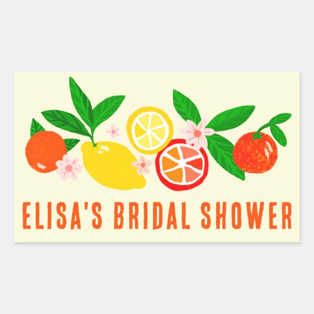 Citrus Celebration Bright Custom BRIDAL SHOWER  Rectangular Sticker (Front)