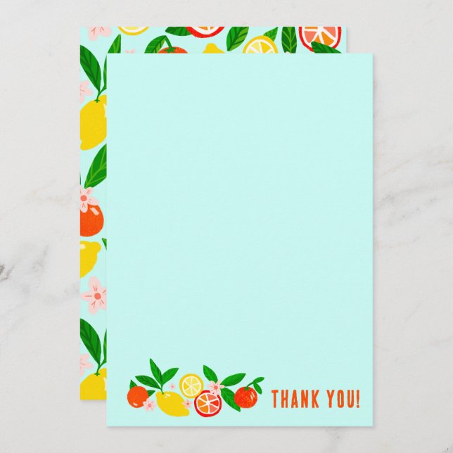 Citrus Celebration Custom Colorful Blank Note Thank You Card (Front/Back)