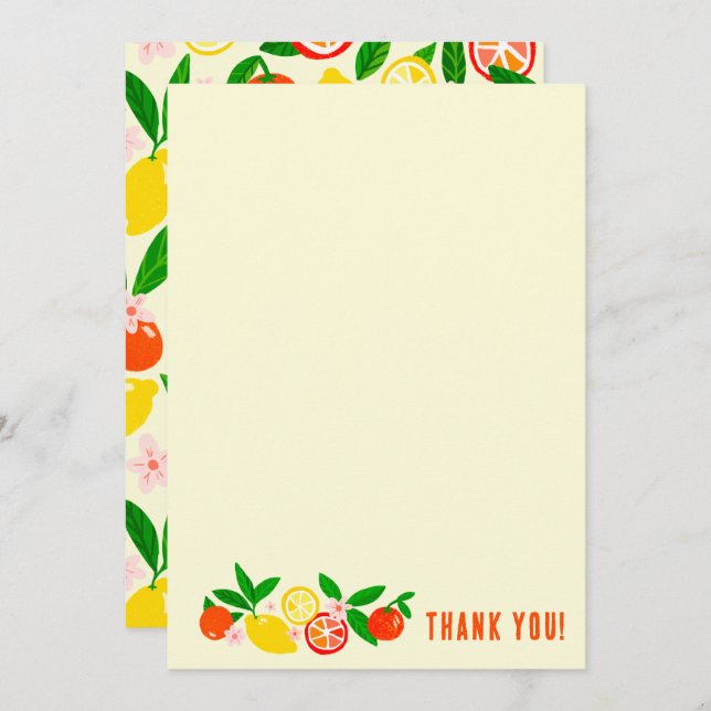 Citrus Celebration Custom Colourful Blank Note Thank You Card (Front/Back)