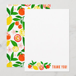 Citrus Celebration Custom Colourful Blank Note Thank You Card