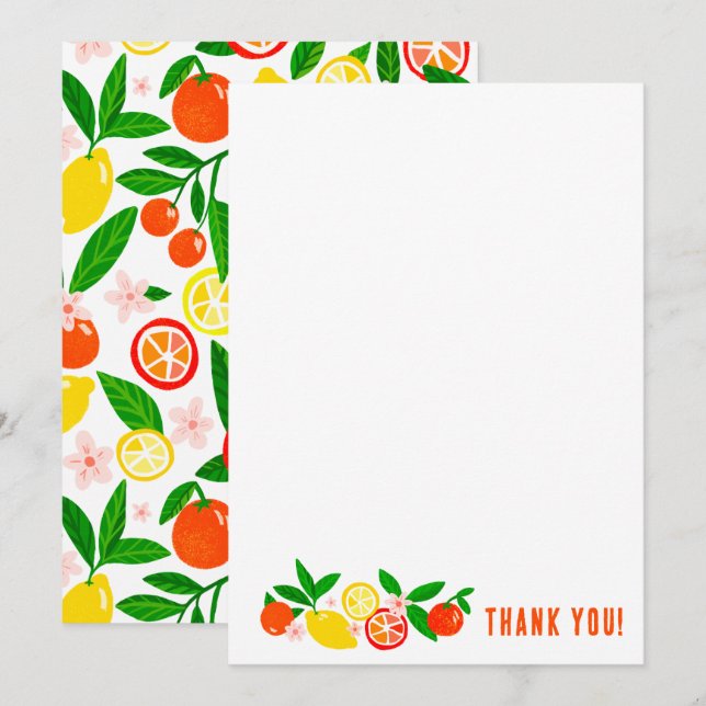 Citrus Celebration Custom Colourful Blank Note Thank You Card (Front/Back)