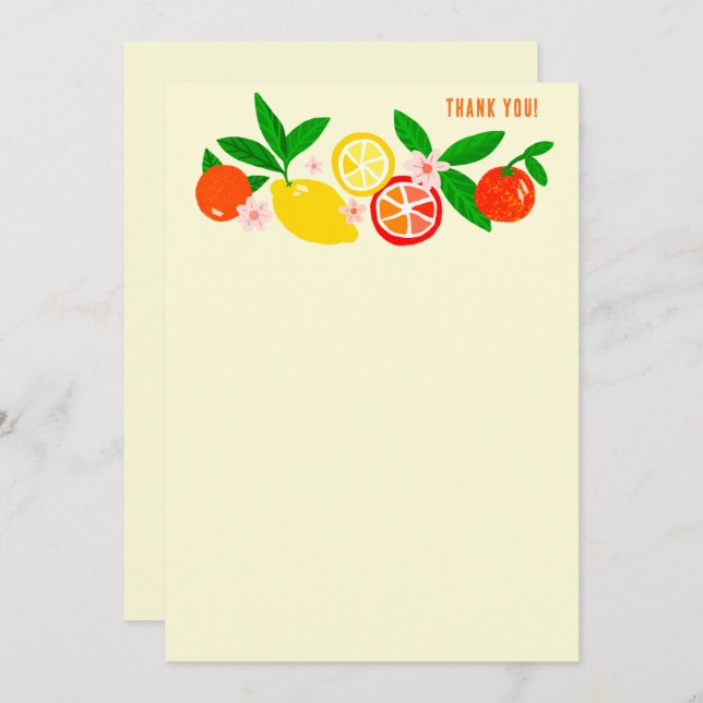 Citrus Celebration Custom Colourful Blank Note Thank You Card (Front/Back)
