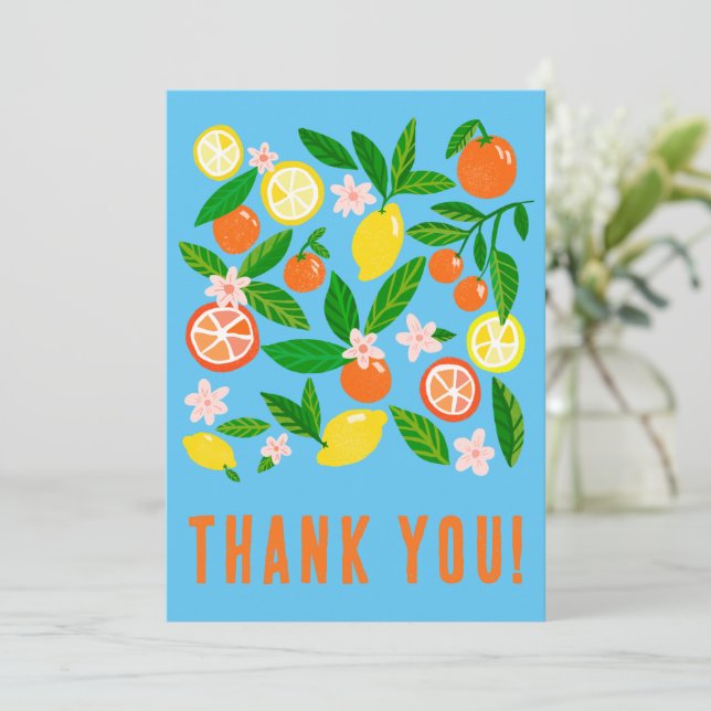 Citrus Celebration Custom Colourful Flat  Thank You Card (Standing Front)