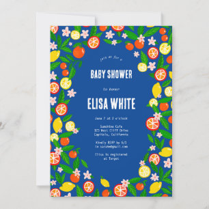 Citrus Celebration CUSTOM QR Code BABY SHOWER Invitation