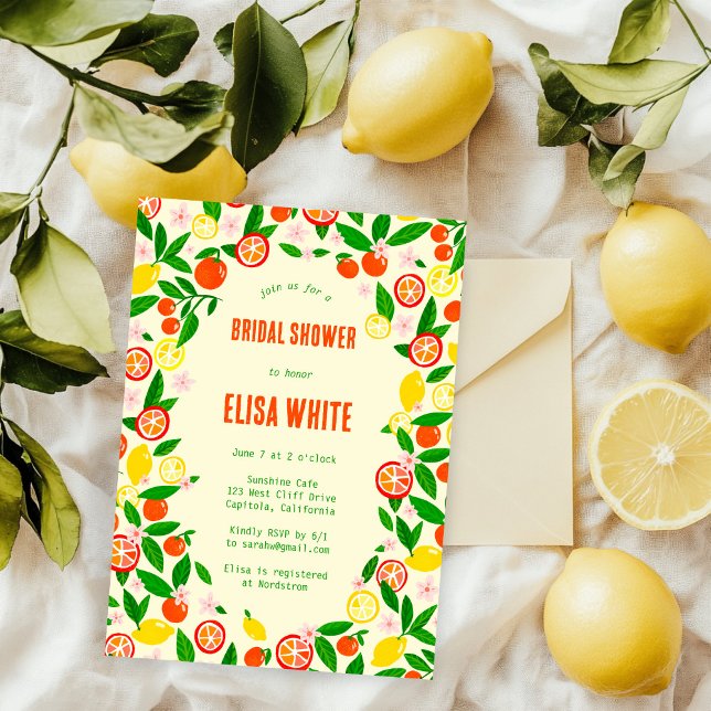 Citrus Celebration CUSTOM Summer BRIDAL SHOWER Invitation (Citrus Celebration CUSTOM Summer Hand-drawn BRIDAL SHOWER Invitation
)