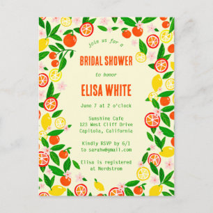 Citrus Celebration CUSTOM Summer BRIDAL SHOWER Invitation Postcard