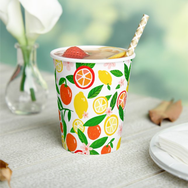 Citrus Celebration Lemons Oranges Bridal Shower  Paper Cups (Insitu)