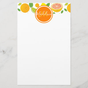 Citrus Characters Leaf Pattern Name Initial Stationery