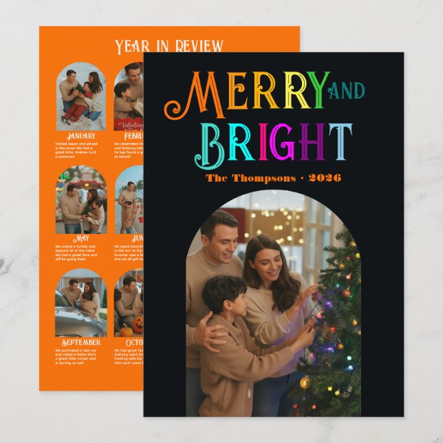 Citrus Cheer "Year in Review" Photos Christmas Holiday Card (Front/Back)